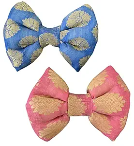 For The Fur Kids Dog Bow Tie Combo: Set of Two Wedding/Ethnic Wear Bows for Pets