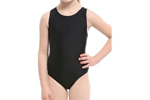 MZSYLK Girls Swimming Costume Little Girl One Piece Swimsuit Black Professional Training Swimwear Thick Strap