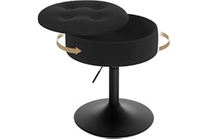 ‎WOLTU WOLTU Schminktisch Stuhl, Sitzhocker mit Stauraum, Hocker Höhenverstellbar aus Bequemem Samt, 360° drehbar, Für Schlafzimmer, Wohnzimmer, Esszimmer, Schwarz, BH329sz-1