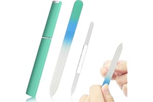 HALERCAY 2 Stück Glasnagelfeile,Glas-Manikürestab,Premium-Glas-Nagelfeile mit Etui, Doppelseitigen Nagelfeilen,Manikürestab Nagelfeile,Geschenk für Frauen und Mädchen (Grasgrün)