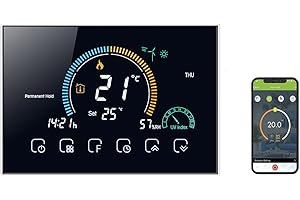 SOUSLOW Termostato WiFi per Caldaia a Gas, Controllo APP Vocale, LCD Visualizzazione Dell'umidità Programmabile Compatibile con Google Home Alexa