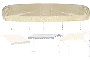 DFEO@MF Custodia per Tenda da Sole, Telo Protettivo per Tende da Sole Impermeabile Antipolvere con Cordino, 210D Tessuto Oxford, Copertura per Tenda da Sole a Bracci Estensibili (Beige,4m)