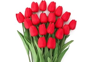 Levante Group – Tulipani Finti in Lattice – Colore Rosso – Mazzo Da 20pz – Bouquet Di Fiori Artificiali Realistici Per Decorazioni Casa, Ufficio, Matrimonio, Nozze E Festività
