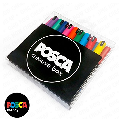 Posca PC-1MR 18 Pen-Set – In Limitierter Auflage Kunststoff-Box – Extra Schwarz und Weiß - 2