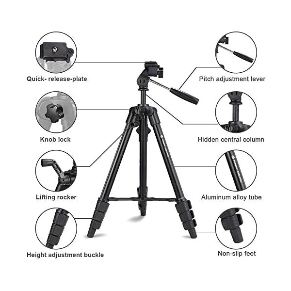 Fotopro Trípode Cámara 150 cm, Trípode de Aluminio para iPhone, Tripodes de Teléfono, Trípode Portátil, Soporte de la… - Image 3