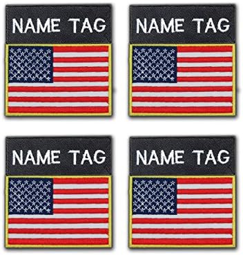 USA Custom Badge Flag Name Embroidered VELCRO ( HOOK and LOOP ) PATCH , SET OF 4 ORIGINAL EMBROIDERY KING EUROPE BADGES 4 x 4 Inches ( 10 x 10 cm )