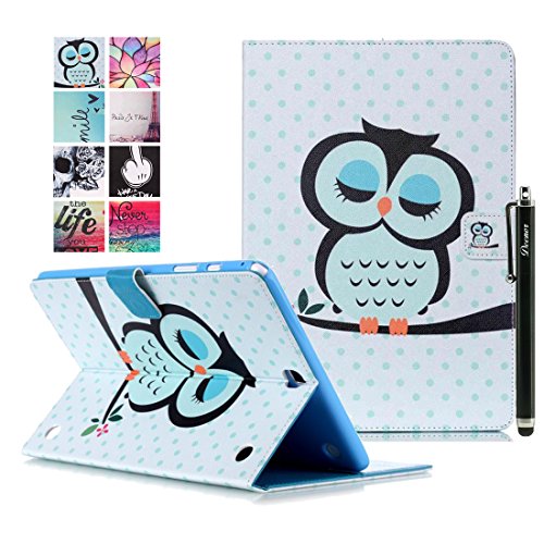 Samsung Galaxy Tab A 9.7 SM-T550 Hülle, DEENOR Bunt Malerei und Stilvoll Zeichnung Brieftasche Case Buch-Stil PU Leder Flip Protective Stand Tasche Schutzhülle Hülle für Samsung Galaxy Tab A 9.7 SM-T550. (Sleep Owl)