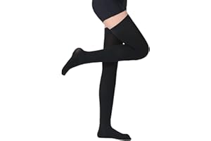 MGANG Thigh High Compression Stockings, Closed Toe, Pair, Firm Support 20-30mmHg Gradient Compression Socks with Silicone Band, Unisex, Opaque, Best for Spider & Varicose Veins, Edema, Swelling, Black M