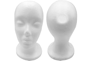 GEMINIMALL Polystyrene White Female Display Head Styrofoam Mannequin Head for Wig Hat Glasses Sunglass Display Foam Head Female White