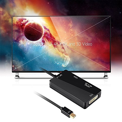 ESYNiC 4K x 2K 3 in 1 Mini DisplayPort Adapter Displayport 1.2 zu DVI VGA HDMI Kabel Konverter für MacBook MacBook Pro iMac MacBook Air Mac mini Surface pro 1 2 3 ThinkPad Carbon X1 – Schwarz - 6