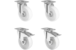 CASCOO SETSPTP200N0N0R1W Rollensatz 2 Lenkrollen-, 2 mit Feststeller, Polyamid, Durchmesser 200 mm, Transportrollen, Kunststoff, Rollenlager, Traglast 900 kg (4-er Pack)
