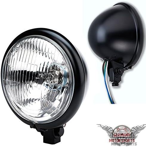 H4 Motorcycle Headlight Bates Style 5 3/4 Inch Black