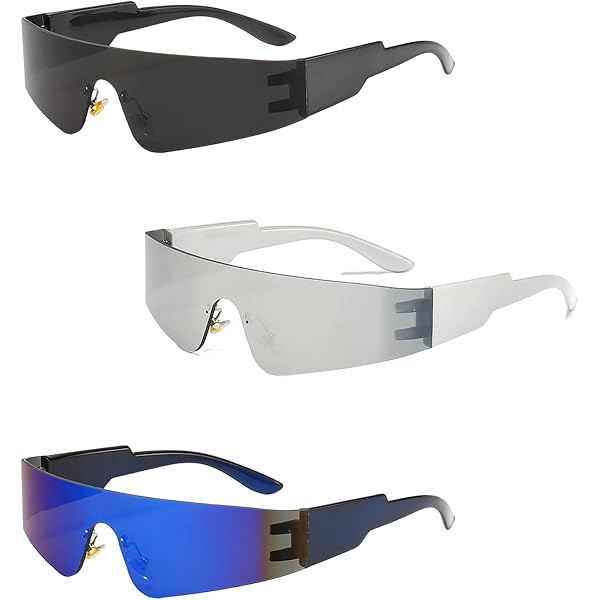 Lunettes De Fête Y2K Sans Monture - Lot De 4 - Noir/Argent/Rose/Orange - JSTHHTT