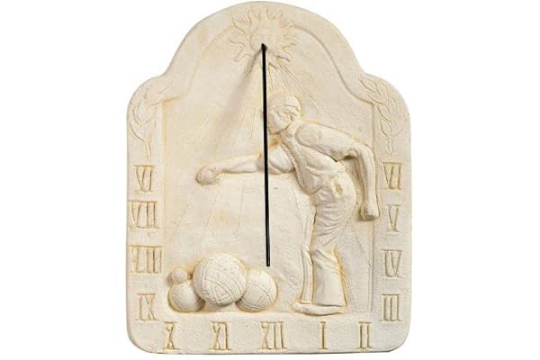 QEM Cadran Solaire Motif Pétanque Pierre Naturelle 36cmx46cm