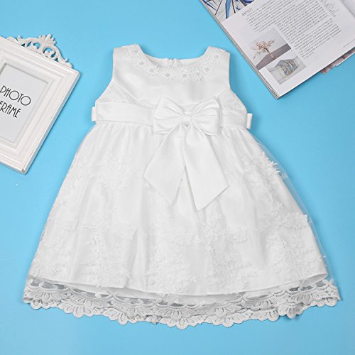 iiniim Baby Mädchen Prinzessin Kleid Blumenmädchenkleid Taufkleid Festlich Kleid Hochzeit Partykleid Festzug Babybekleidung Gr. 68-92 Ivory 68-74 / 6-9 Monate - 6