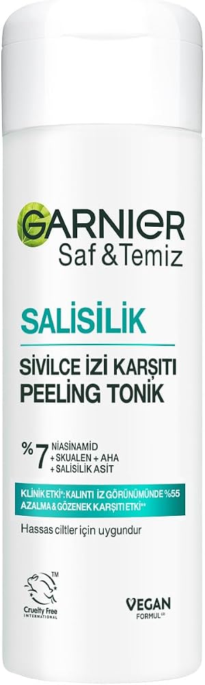 Garnier Saf & Temiz Salisilik Sivilce İzi Karşıtı Gözenek Sıkılaştırıcı Peeling Tonik // Salisilik & Niasinamid & Skualen & AHA 120 ml