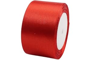 POPOYU Nastro di Raso, 50mm x 23 Metri Nastro Rosso Satinato per Artigianato Natale Decorazioni, Adatto per Confezionare Regali, Feste di Compleanno, Matrimoni, Abbellire e Tanti Altri