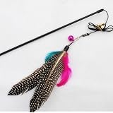 iTemer Lange Federn Katzenangel Katzenspielzeug Interactive-Spielzeug mit Federn Spielangel Glocke Katzenangel Stab Katze Spielzeug 1 Stück