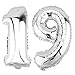 Produktbild DekoRex® 19 als Folienballon Luftballon Zahlenballon Jahrestag Geburtstag in Silber 40cm hoch