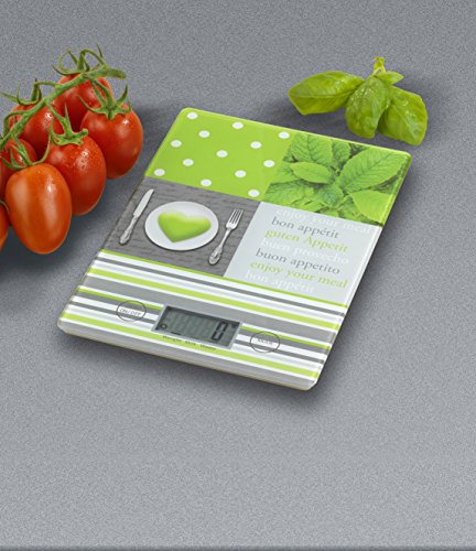 WENKO 25225100 Küchenwaage Slim Menu – elektronische Digitalwaage mit Sensor-Tastatur und Tara-Funktion, Gehärtetes Glas, 14 x 1.2 x 19.5 cm, Multicolor - 2