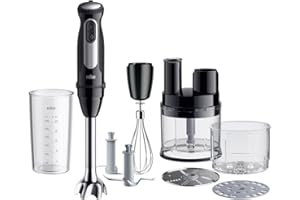 Braun MultiQuick 5 Pro MQ 55.755 M, Hand Blender With PowerBell Plus Technology, 25 Speed Wheel & Turbo, EasyClick System Plus, Mini Food Processor Included, Metal Whisk & 500ml Beaker, 1000W, Black