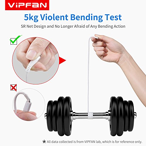 iPhone Ladekabel  VIPFAN Lightning auf USB Kabel  3 Stuck   2 1M 1 1 8M      Nylon  geflochten  Kompatible mit iPhone X 8 8 Plus 7 7 Plus 6 6 S 6 Plus