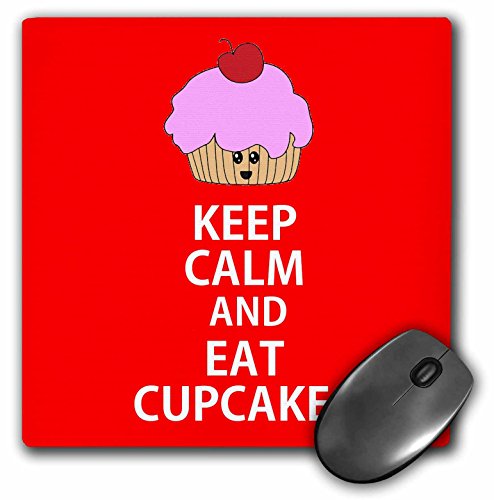 3dRose mp_193599_1 8" x 8" Keep Calm and Eat Cupcakes. Red. Mouse Pad