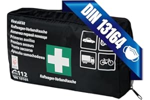Notlok Safety Work Car First Aid Kit DIN 13164 - Kit de primeros auxilios para coche - Coche - Motocicleta - Barco - Bicicleta - Negro - Impermeable - Bolsa de primeros auxilios (1 pieza)