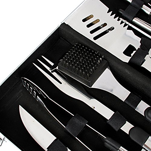 18-teilig Grillbesteck BBQ Besteck Set Grillset Tool Set mit Koffer barbecue rutschfester Griff - 5
