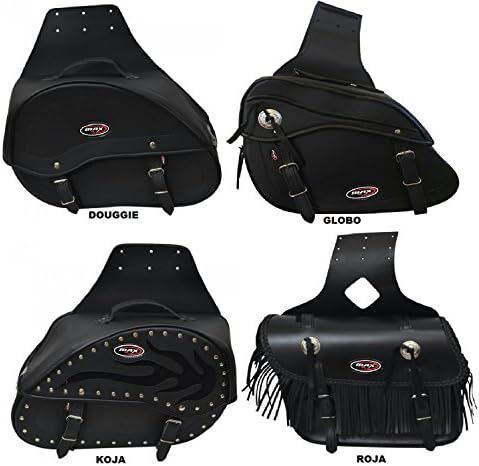 New Leather Saddle Bags MAXFIVE HD Leather Bike Panniers Motorcycle Saddlebags Travel Luggage Bag Saddle Bag For Honda Harley Kawasaki Suzuki Yamaha - Black (Globo)