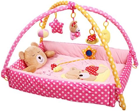 Baby Crawling Mat, Baby Bear Play Blanket, Puzzle Exercise Pad Activity Gym (Pink)