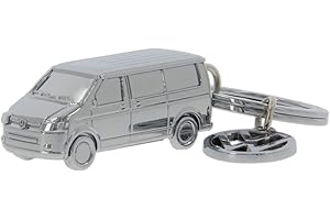 BRISA VW Collection - Volkswagen 3D Metal Keyring Keychain Accessory in T5/T6 Bus Campervan Design (Classic Bus/Silver)
