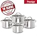 Produktbild Prestige 10 Jahre Garantie Topfset – 4 Edelstahl-Kochtöpfe mit Glasdeckel – 16, 18, 20 und 24cm Induktionskochtöpfe mit Messskala – Rostfreies Töpfe Set – Spülmaschinen- und Ofenfest