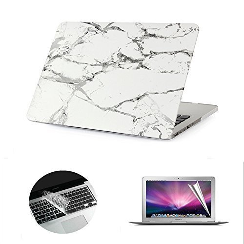 Se7enline Sanfte Schutzschale, Kunststoff, mit schwarzem Tastaturschutz aus Silikon und transparenter Displayschutzfolie, Design: schwarze Kreise, für Macbook