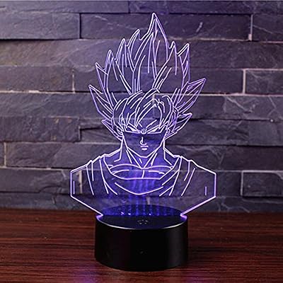 Win-Y 3D Illusion Nuit Lumière Win-Y LED Bureau Table Lampe 7 Couleur Tactile Lampe Maison Chambre Bureau Décor pour Enfants D'anniversaire De Noël Cadeau (Dragon Ball A)