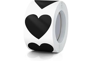 MEITAAT Naklejki Serce Czarne Samoprzylepne Naklejki W Kształcie Serca Rolka 38mm Małe Kolorowe Naklejki Serca Na Wesela Scrapbooking Prezenty Walentynki 500 Sztuk