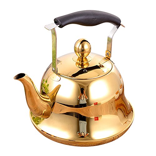 Preisvergleich Produktbild Cozyle Flöten-Teekanne aus Edelstahl, Edelstahl, Gold, 33oz