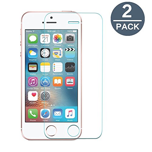 Verre Trempé iPhone 5 5S SE 5C, [2-Pack] Y-ouni Film Protection -SANS BULLES D'AIR -Ultra Résistant Dureté 9H Protection Terre Trempé iPhone 5 / 5S / 5C / SE