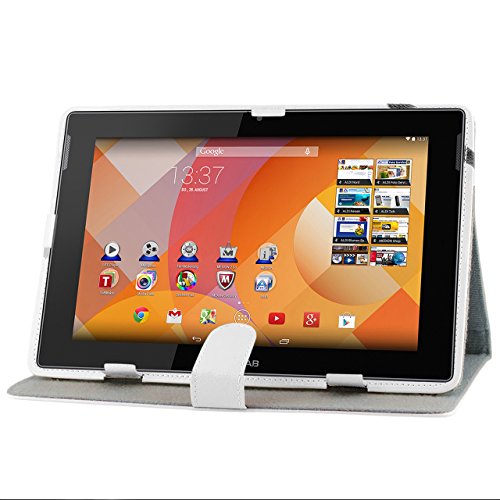 iProtect Kunstleder Tasche für MEDION LIFETAB Schutz Hülle Case mit Stylus PEN für S10346 MD 98992 und S10366 MD 99781 10,1 Zoll weiß - 2
