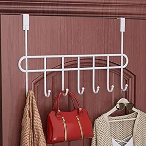 Everline Multi - Alloy Steel Functional Steel Over The Door Hook Hanger Organizer/Wall Hook Rack - Black (7 Hook)