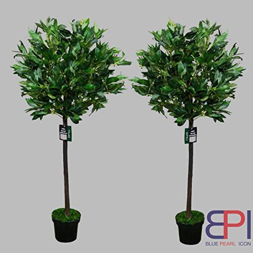 BPI Decorative 4ft Artificial Bay Leaf Tree Pair 120cm for Indoor or Outdoor