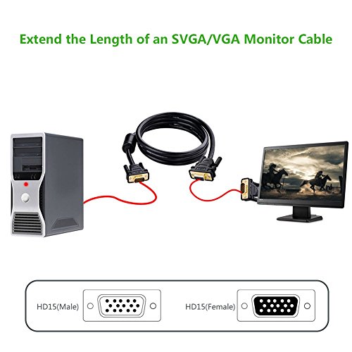 VGA Kabel Ugreen 2m VGA/SVGA Video Monitor Coaxial verlängerungskabel HD mit 2 Ferritfilter/vergoldeten Kontakte/15-polig HD Stecker auf 15-polig HD Buchse/Kompatibel für Projektoren , HDTVs , Displays - 7