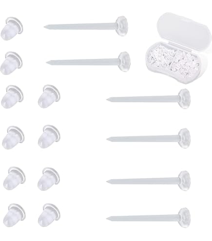 Invisible Clear Plastic Stud Earrings. Transparent In Colour For Work Or School. Acrylic Material Post Silicone Back. Tiny Clear Nylon Stud