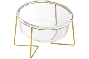 HCHLQLZ Gamelle Chien Surelevee en Verre - Bol pour Chien Surélevée avec Support en Métal - Ecuelle Chat Anti Vomissement - Gamelle Eau Nourriture pour Petits et Moyens Chiens et Grands Chats - 800 ML