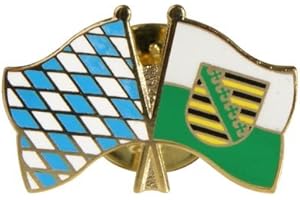 Flaggenfritze Freundschaftspin Bayern, 22 mm, Flaggen Pin vergoldet aus Hartemaille, Länder Anstecker zum Sammeln und Tragen