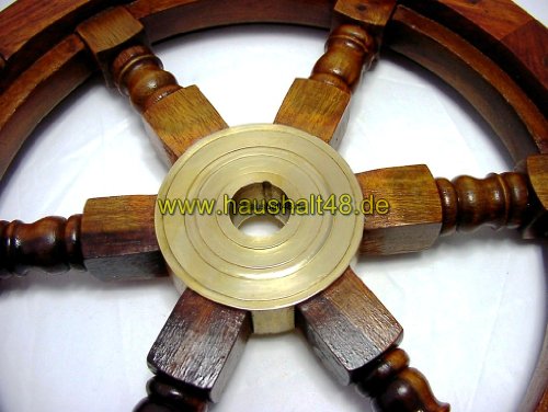 großes STEUERRAD 47 cm massiv aus edelem Holz BOOT SCHIFF Pirat Lenkrad von Haushalt48 - 4
