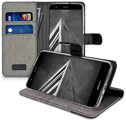 kwmobile Funda para Huawei P10 Lite - Carcasa de Tela y Cuero sint tico - con Tapa y Tarjetero Gris Negro reviews kwmobile Funda para Huawei P10 Lite - Carcasa de Tela y Cuero sint tico - con Tapa y Tarjetero Gris Negro