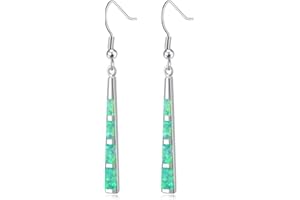 CiNily Sterling Silver Plated Dangle Drop Earrings for Women Opal Hook Earrings Birthstone Spiral Ribbon Dangle Earrings