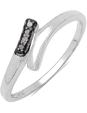Silvancé - Damen Ring - 925 Silber, rhodiniert - echter Edelstein: Diamant, schwarz ca. 0.03ct. - R2103BD_SSR