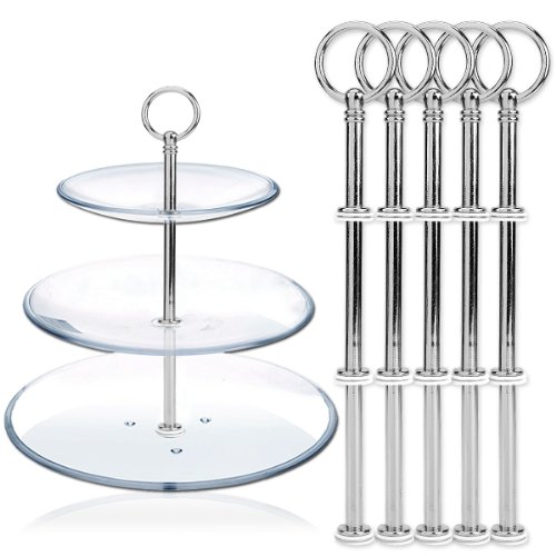 5 Set silberfarbe rund Motive mini Metallstange Mittellochausstech 2 bis 3 Etage Etagere für Hochzeitstorte Tortenständer Tortenhalter Torten - 3